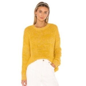 3/$15 Superdown Revolve Sheila mustard yellow /Metallic knit long sleeve sweater